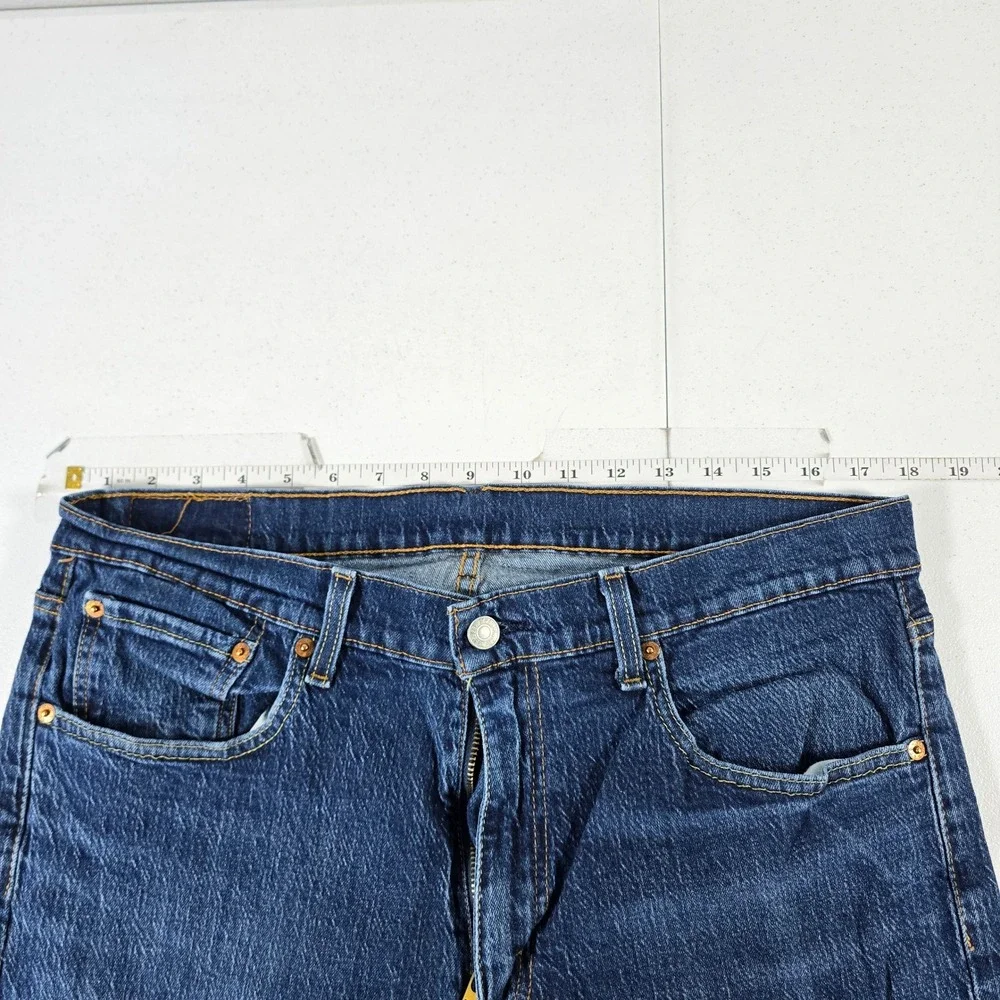 Levis 505 Regular Fit Dark Wash Indigo Straight Leg Jeans Mens 36x30 Stretch